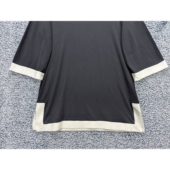 Soft Surroundings Tunic Top Size M Bishop Minimalist Art Deco Boho Office Black - Picture 4 of 12